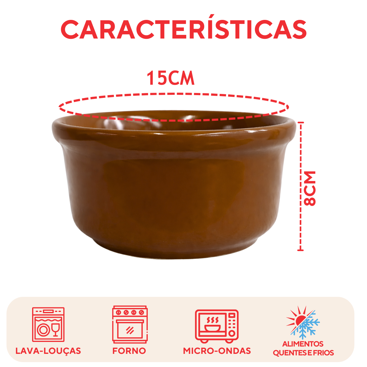 Cumbuca N°30 de Cerâmica Artesanal com 15,3 cm e 800 ml.
