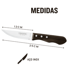 Faca Churrasco Jumbo Tramontina Inox Cabo Madeira Polywood Castanho