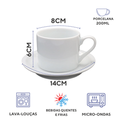 Xicara de Chá de Porcelana 200ml