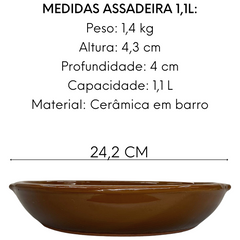 Prato Redondo Marrom Com Alça 24Cm 1,1L LaFaenza