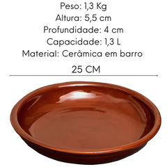 Prato Travessa Redonda 25cm em Cerâmica Barro - A Gourmet