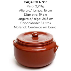 Caçarola V.M N3 em Cerâmica Barro 3L Motta