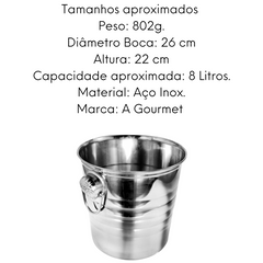 Balde de Gelo Grande em Aço Inox 8L KeHome