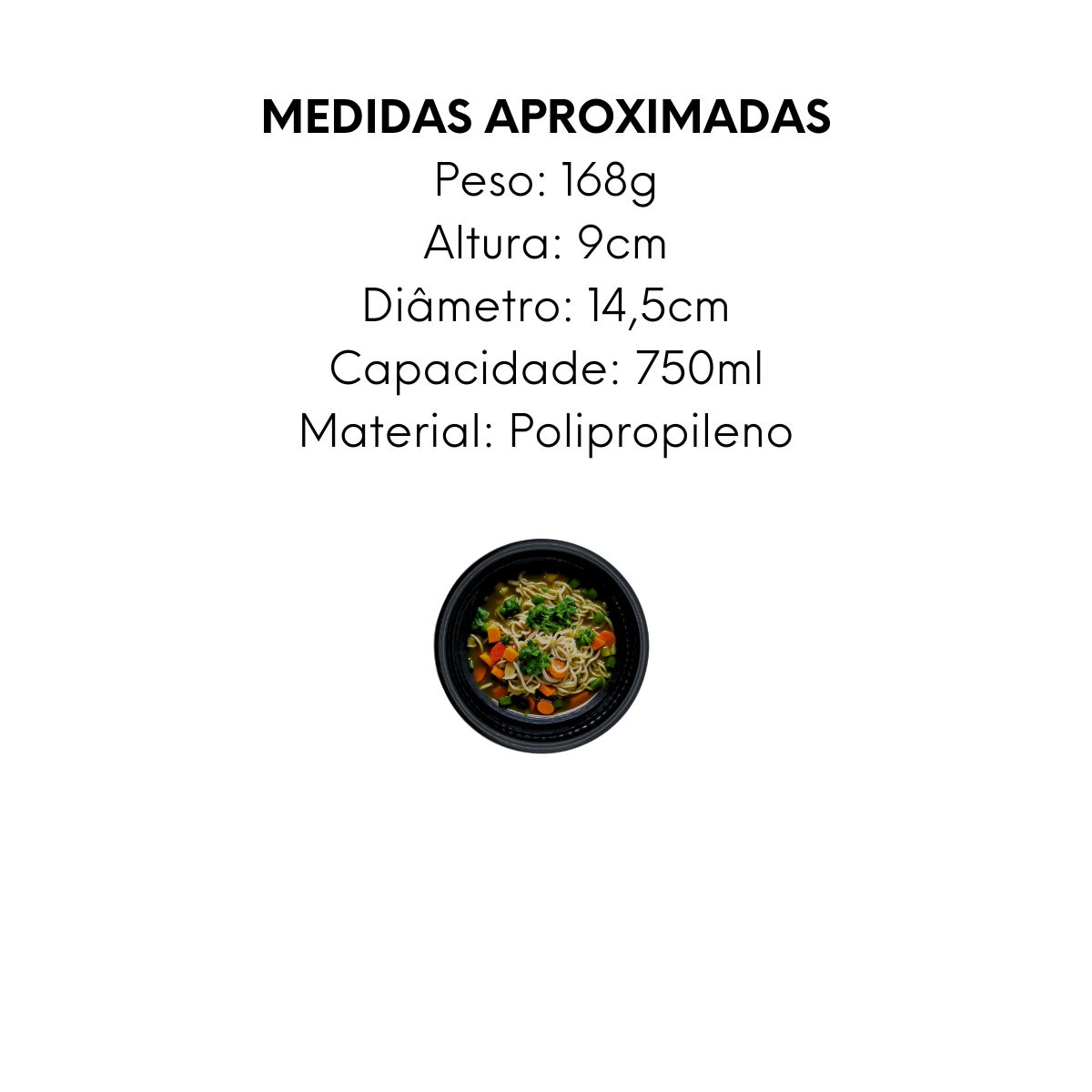 Cumbuca Preta de Polipropileno 750ml - A Gourmet