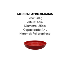 Prato de Polipropileno 25cm Vermelho - A Gourmet