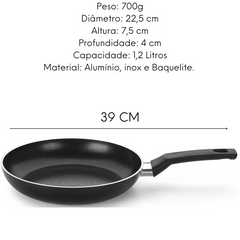 Frigideira Induct+ N22 de Aço Inox e Cabo Baquelite - A Gourmet