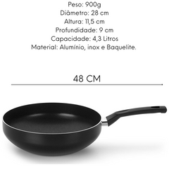Frigideira Wok N28 Induct+ Multiflon - A Gourmet
