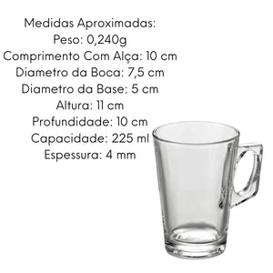 Caneca Experience 225ml Vidro Cappuccino Lyor