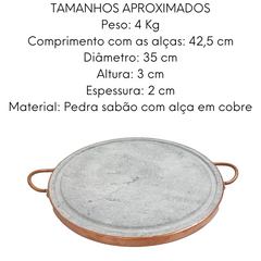 Grelha Pedra Sabão 35cm Alça em Cobre Val Pedra Sabão