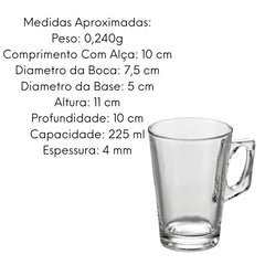 Caneca Experience 225ml Vidro Cappuccino Lyor