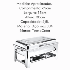 Réchaud Retangular 2 Cubas com Queimador a Álcool em Gel - Aço Inox 304 TecnoCuba