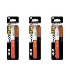 Faca Wood 3° de Aço Inox Cabo Madeira Original