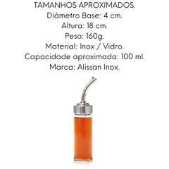 Porta Azeite Vinagre Galheteiro em Aço Inox 100ml Alissan