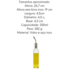 Porta Azeite Galheteiro de Vidro 250ml Alissan