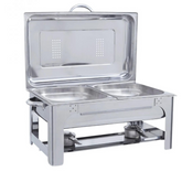 Réchaud Retangular 2 Cubas com Queimador a Álcool em Gel - Aço Inox 304 TecnoCuba