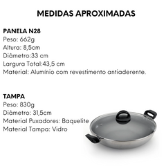 Panela Wok N28 Antiaderente de Aluminio Nacional