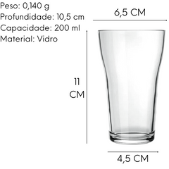 Copo Cerveja Boteco de 200ml Vidro Nadir