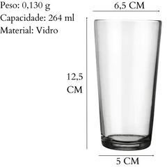 Copo Bar Long Drink 264ml de Vidro Nadir