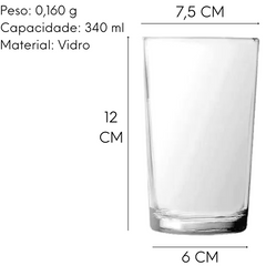 Copo Bar Long Drink 340ml em vidro Nadir