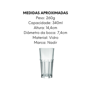 Copo Bristol Long Drink de Vidro Nadir