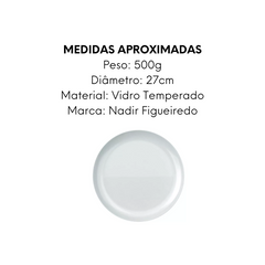 Prato Raso Blanc Opaline de Vidro Temperado Nadir