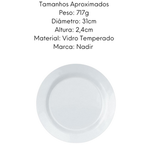 Prato Menu de Vidro Temperado 31cm Nadir