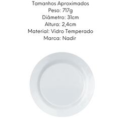 Prato Menu de Vidro Temperado 31cm Nadir