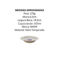Tigela Bowl Soup Plate 500ml de Vidro Temperado - A Gourmet