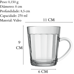 Caneca Americano 270ml em Vidro Nadir