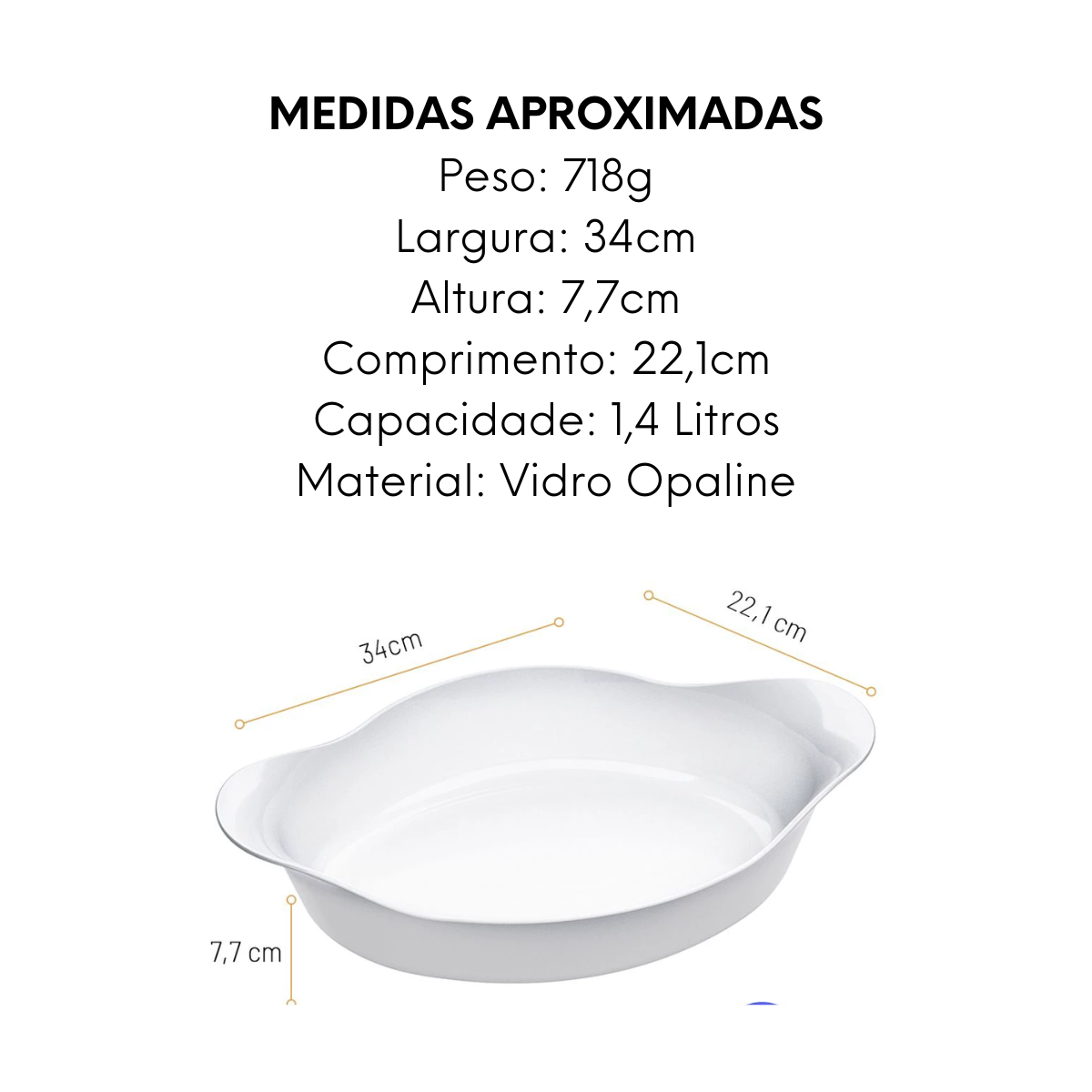 Assadeira Opaline Oval Grande 1,6L Nadir