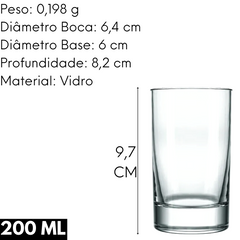 Copo de Suco de 200ml Vidro Nadir