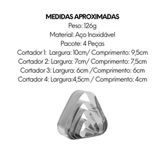 Jogo 4 Cortadores de Esfiha de aço inox - A Gourmet