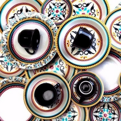 Kit 4 Prato raso floreal Luiza Cerâmica - A Gourmet