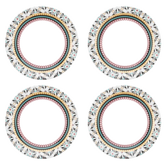 Kit 4 Prato raso floreal Luiza Cerâmica - A Gourmet