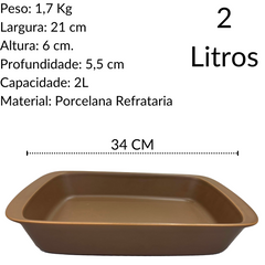 Travessa Refrataria Tango M Marrom 2L Oxford