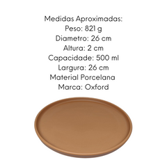 Prato Raso Avelã de Porcelana Oxford Oxford