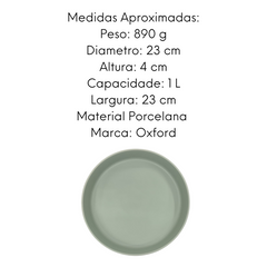 Prato Fundo de Porcelana Oxford Menta Oxford
