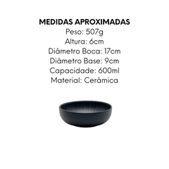 Tigela de Cerâmica Onix Flat 600ml - A Gourmet