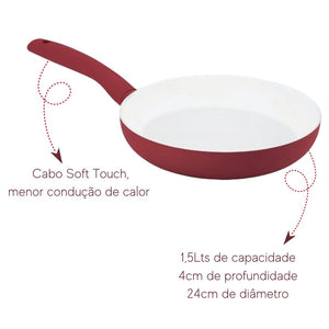 Frigideira vermelha antiaderente 24,4 cm Hercules