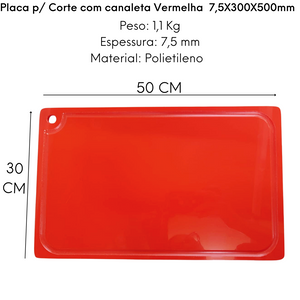 Placa de Corte Com Canaleta Vermelha 50cm - A Gourmet