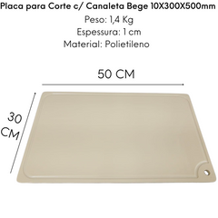 Placa de Corte Com Canaleta Bege 50cm - A Gourmet