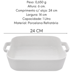 Travessa Retangular Refrataria 1L Branca Etilux