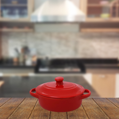 Mini Cocotte de 200ml Vermelho em Porcelana Etilux