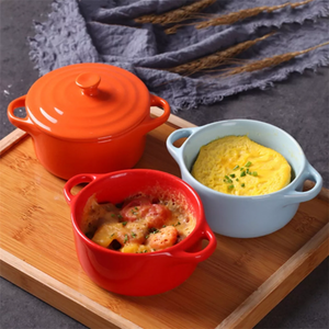 Mini Cocotte Redondo Vermelho de Porcelana Etilux