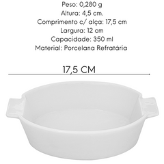 Travessa Oval Refrataria 17cm Branca Etilux