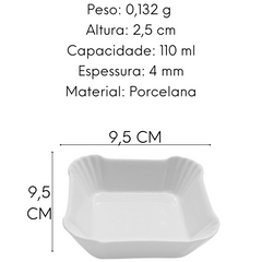 Tigela Petisqueira Quadrada de Porcelana Etilux