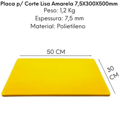 Placa de Corte Lisa Amarela 50cm - A Gourmet