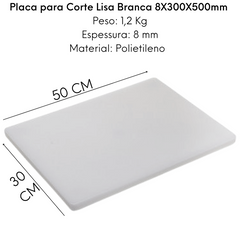 Placa de Corte Lisa Branca 50cm - A Gourmet