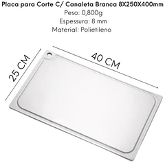 Placa de Corte Com Canaleta Branca 40cm - A Gourmet