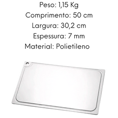 Placa de Corte Branca Com Canaleta 50cm - A Gourmet